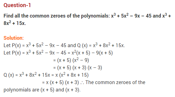 Polynomials Class 10 Extra Questions Maths Chapter 2 Q1