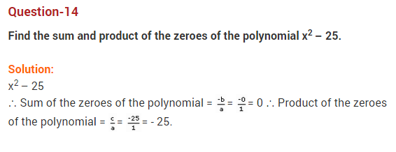 Polynomials Class 10 Extra Questions Maths Chapter 2 Q14