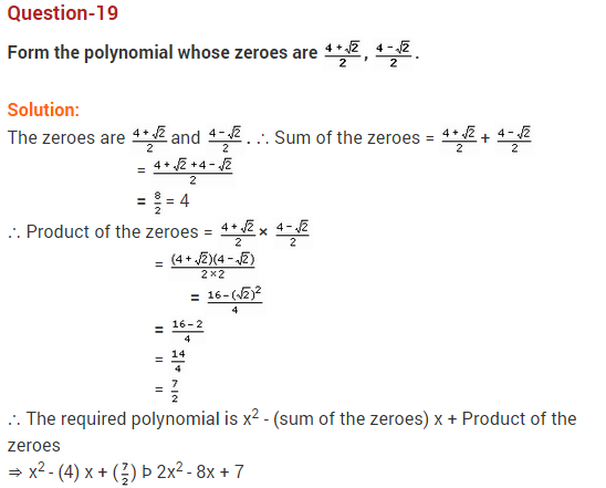Polynomials Class 10 Extra Questions Maths Chapter 2 Q19