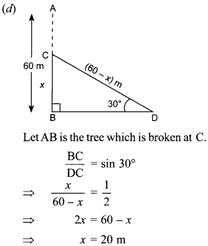 MCQ Questions for Class 10 Maths Application of Trigonometry with Answers 25