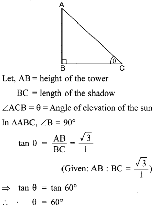 MCQ Questions for Class 10 Maths Application of Trigonometry with Answers 26