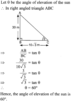MCQ Questions for Class 10 Maths Application of Trigonometry with Answers 28
