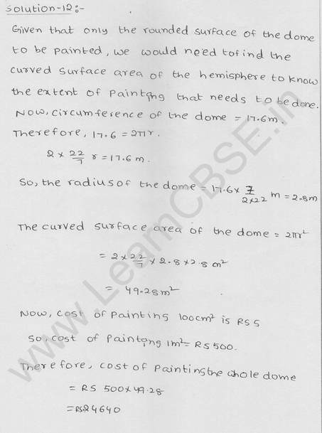 RD Sharma Class 9 solutions Chapter 21 Surface Area and volume of A Sphere Ex 21.1 8