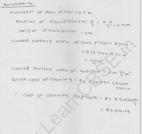 RD Sharma Class 9 solutions Chapter 19 Surface Area and volume of A Right Circular cylinder Ex 19.1 9