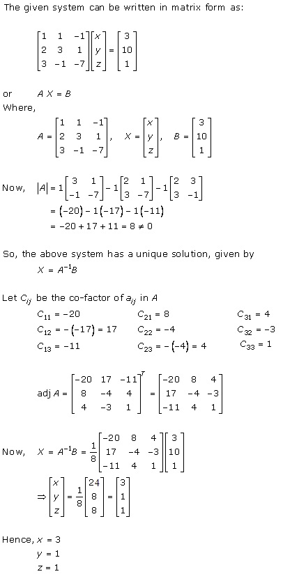 RD Sharma Class 12 Solutions Chapter 8 Solution of Simultaneous Linear Equations Ex 8.1 Q2-i