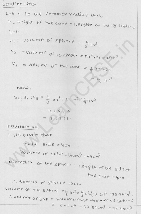RD Sharma Class 9 solutions Chapter 21 Surface Area and volume of A Sphere Ex 21.1 27