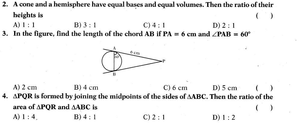 AP SSC 10th class Maths 2 Model paper 2015-16 English Medium Set 7-9