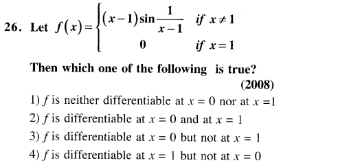 JEE Main Previous Year Papers Questions With Solutions Maths Limits,Continuity,Differentiability and Differentiation-26