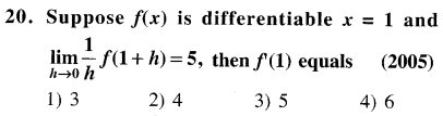 JEE Main Previous Year Papers Questions With Solutions Maths Limits,Continuity,Differentiability and Differentiation-20
