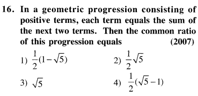 JEE Main Previous Year Papers Questions With Solutions Maths Sequences and Series-16