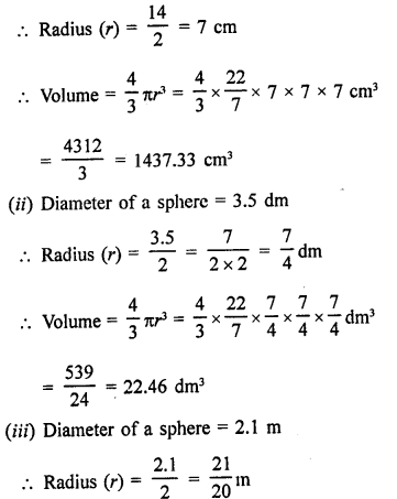 RD Sharma Class 9 Solution Chapter 21 Surface Areas and Volume of a Sphere