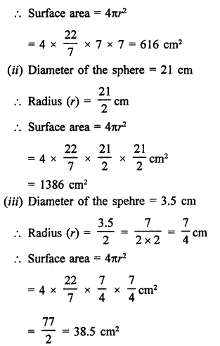 RD Sharma Class 9 Solutions Chapter 21 Surface Areas and Volume of a Sphere