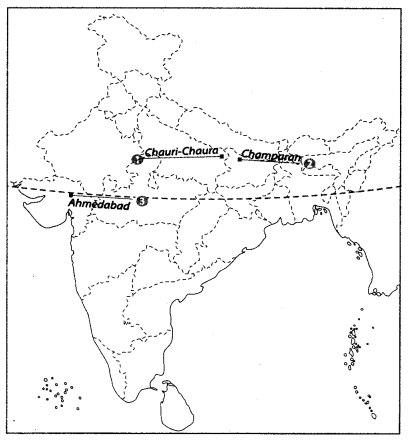 Class 10 History Map Work Chapter 3 Nationalism in India A3