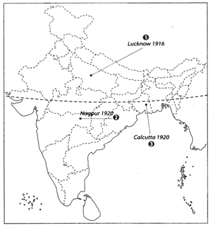 Class 10 History Map Work Chapter 3 Nationalism in India A2