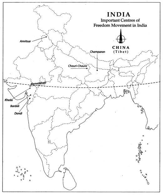 Class 10 History Map Work Chapter 3 Nationalism in India 2