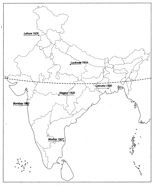 Class 10 History Map Work Chapter 3 Nationalism in India 1