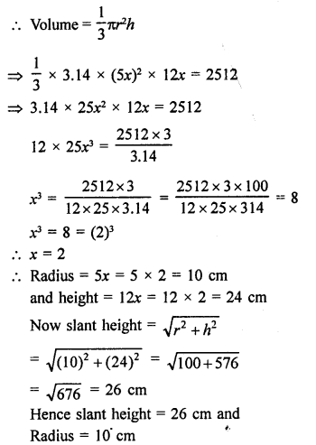 RD Sharma Class 9 Solution Chapter 20 Surface Areas and Volume of A Right Circular Cone