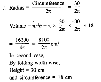 RD Sharma Math Solution Class 9 Chapter 19 Surface Areas and Volume of a Circular Cylinder
