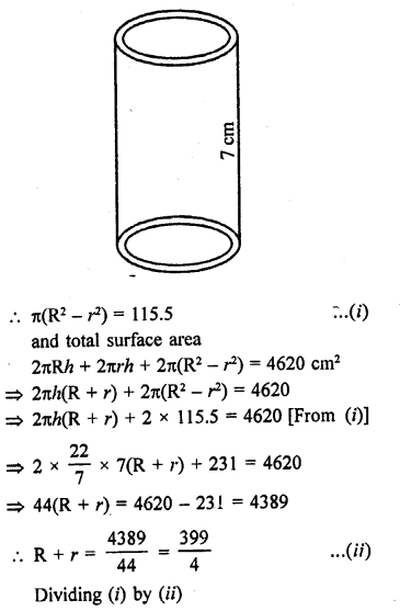 RD Sharma Class 9 Solution Chapter 19 Surface Areas and Volume of a Circular Cylinder