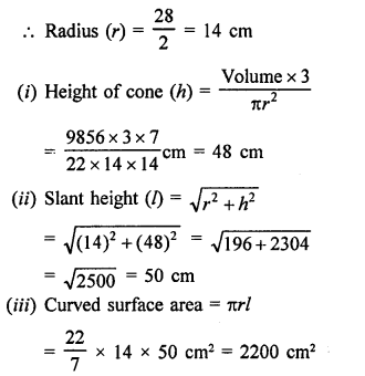 RD Sharma Class 9 Chapter 20 Surface Areas and Volume of A Right Circular Cone