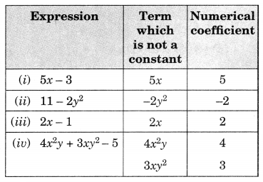 Algebraic Expressions Class 7 Extra Questions Maths Chapter 12 Q1