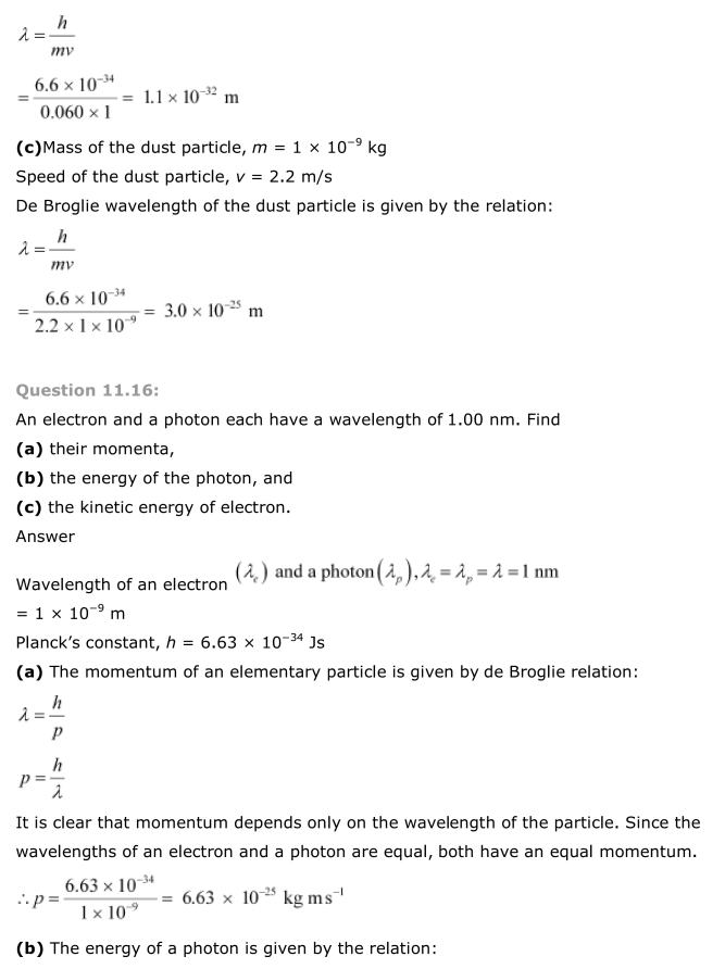 NCERT Solutions For Class 12 Physics Chapter 11 Dual Nature of Radiation and Matter 15