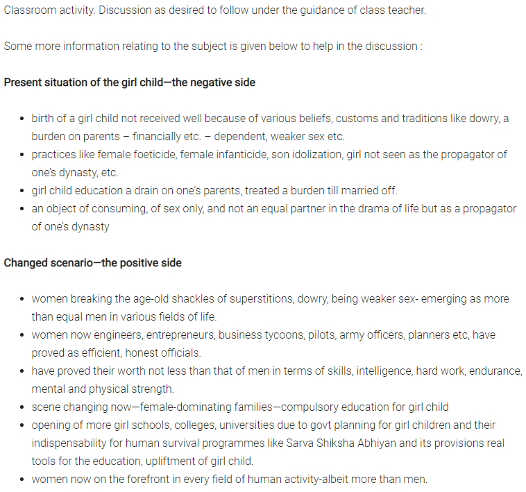 NCERT Solutions for Class 10 English Main Course Book Unit 2 Education Chapter 2 Educating the Girl Child Q4