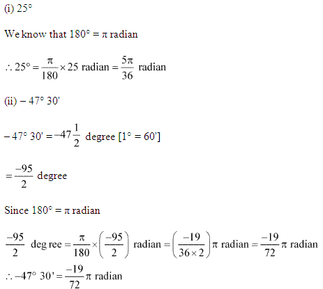 NCERT Solutions for Class 11 Maths Chapter 3 Trigonometric Functions Ex 3.1 Q1.1