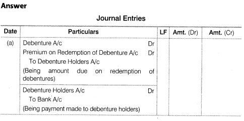 NCERT Solutions for Class 12 Accountancy Part II Chapter 2 Issue and Redemption of Debentures Numerical Questions Q20