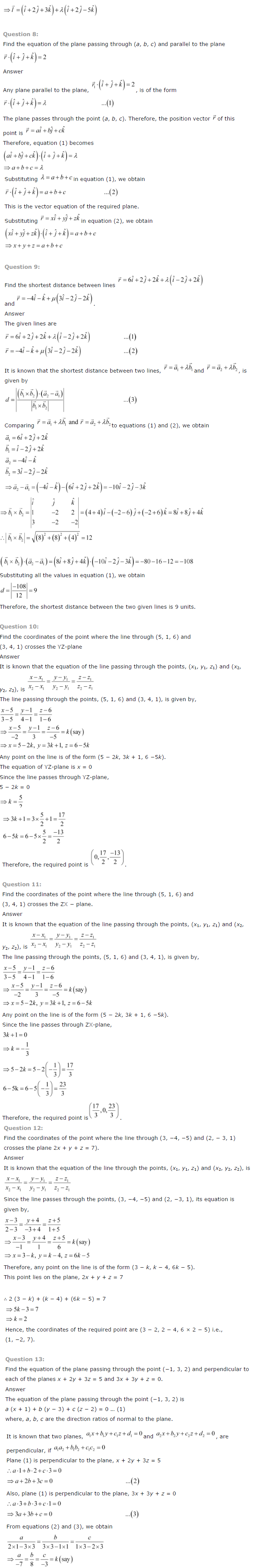 NCERT Solutions for Class 12 Maths Chapter 11 Three Dimensional Geometry 9