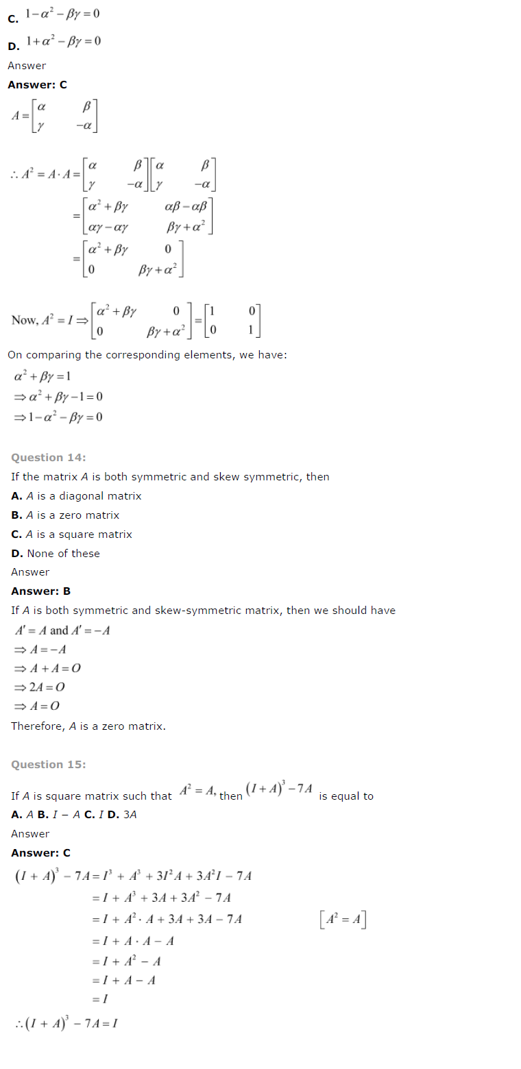 NCERT Solutions for Class 12 Maths Chapter 3 Matrices 14