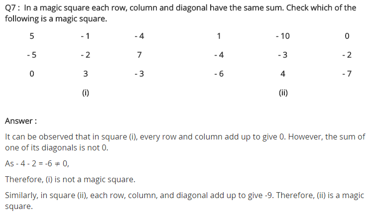 NCERT Solutions for Class 7 Maths Chapter 1 Integers Ex 1.1 Q7