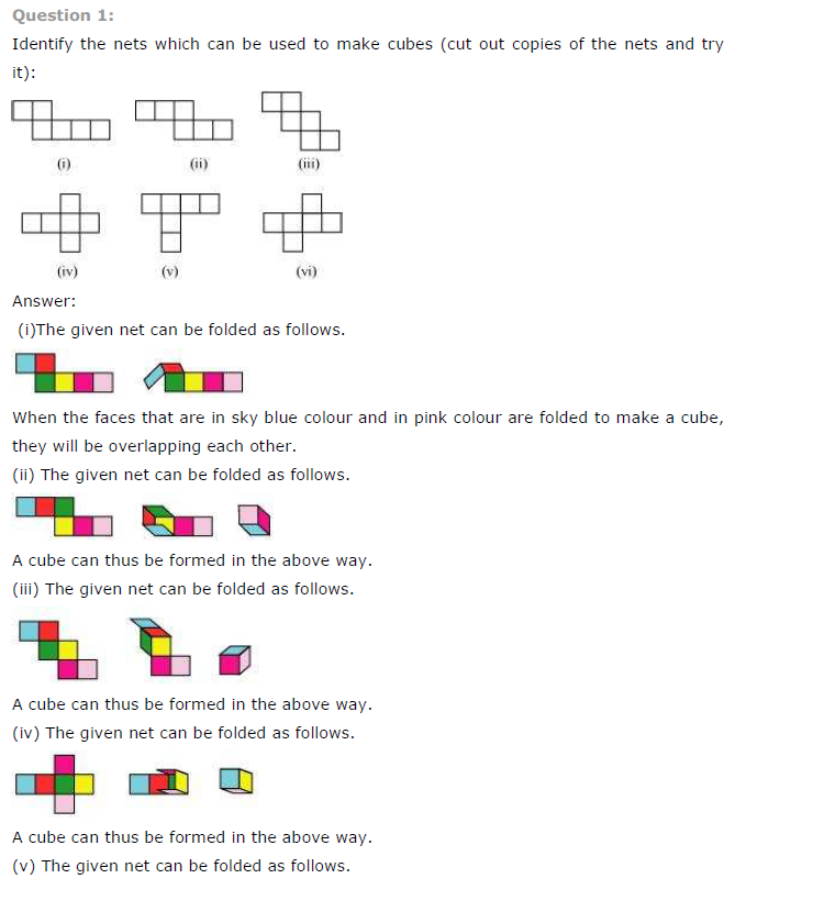 NCERT Solutions for Class 7 Maths Chapter 15 Visualising Solid Shapes Ex 15.1 Q1