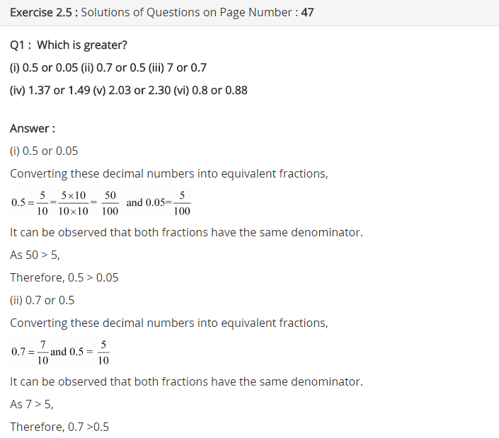 NCERT Solutions for Class 7 Maths Chapter 2 Fractions and Decimals Ex 2.5 Q1