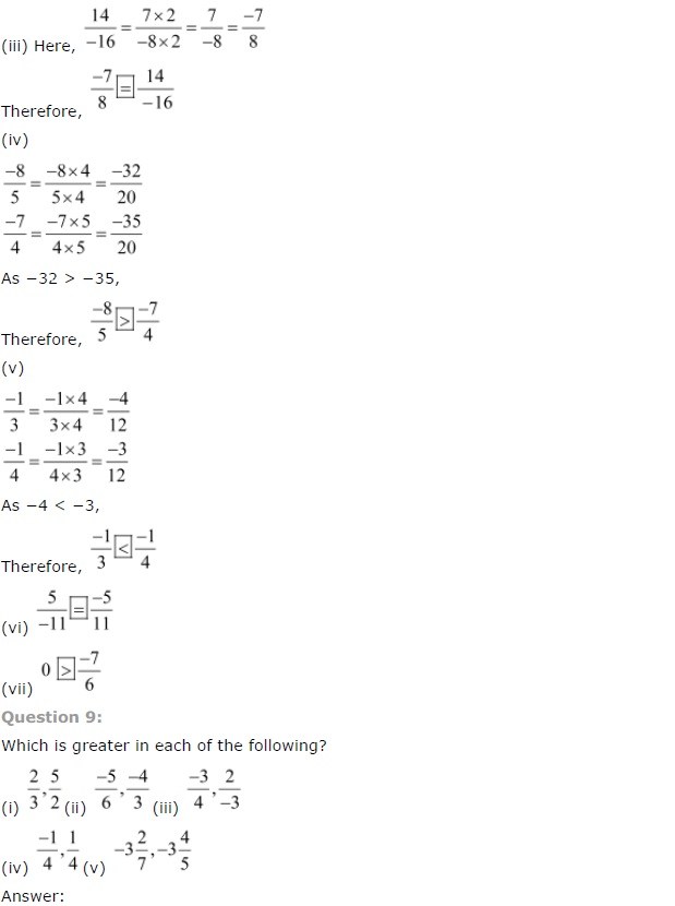 NCERT Solutions for Class 7 Maths Chapter 9 Rational Numbers Ex 9.1 Q9