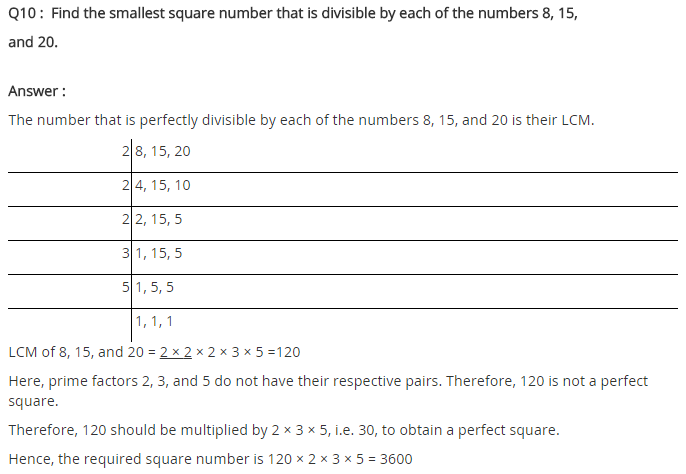 NCERT Solutions for Class 8 Maths Chapter 6 Squares and Square Roots Ex 6.3 Q10