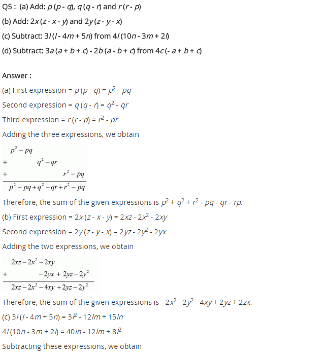 NCERT Solutions for Class 8 Maths Chapter 9 Algebraic Expressions and Identities Ex 9.3 q-5