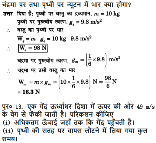 NCERT Solutions for Class 9 Science Chapter 10 Gravitation and Floatation Hindi Medium 14