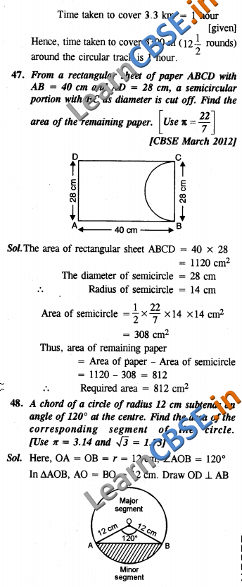  Areas Related to Circles NCERT Solutions Class 10 Maths SAQ 3 Marks 01 