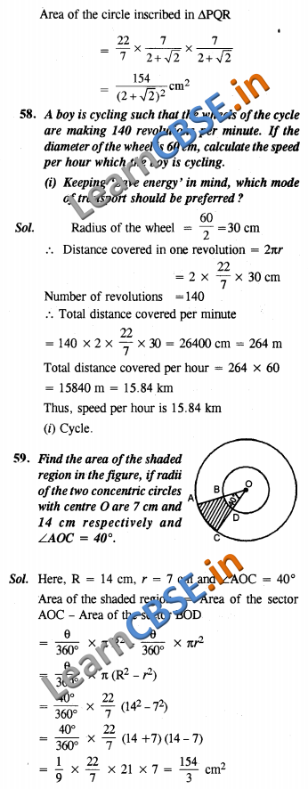 CBSE Class 10 Areas Related to Circles Solutions SAQ 3 Marks 01 