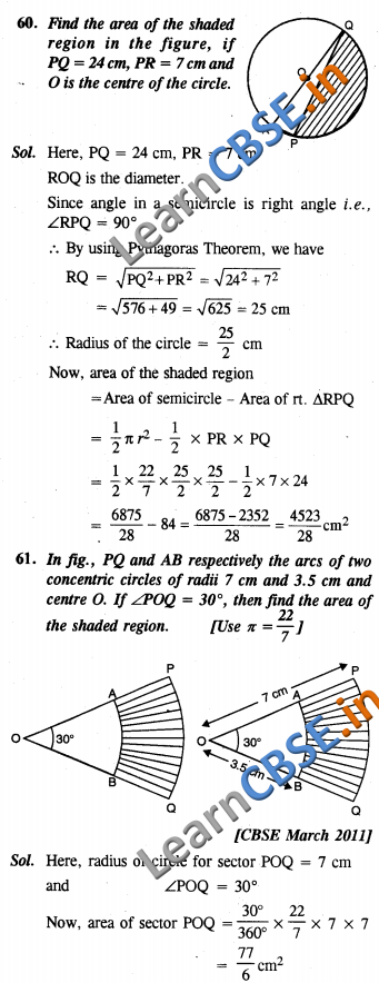  CBSE Class 10 Areas Related to Circles Solutions SAQ 3 Marks 02 