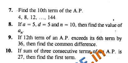  CBSE Class 10 Arithmetic Progressions Solutions Formative Assessment 