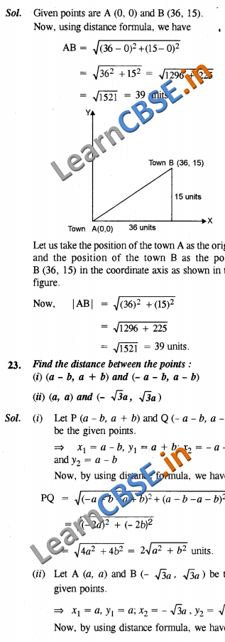  Coordinate Geometry CBSE Solutions For Class 10 Maths SAQ 2 Marks 
