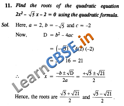  NCERT Exemplar Solutions Class 10 Maths Quadratic Equations SAQ 2 Marks 