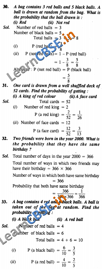  Probability NCERT Solutions For Class 10 Maths SAQ 2 Marks 03 