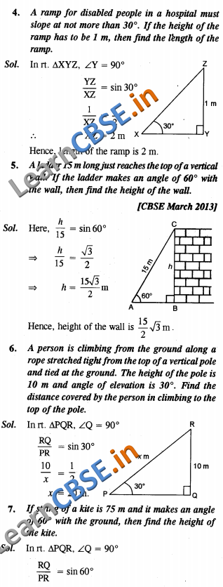  Some Applications Of Trigonometry CBSE NCERT Solutions For Class 10 Maths VSAQ 01 