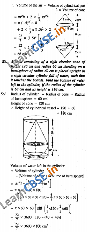  CBSE Class 10 Maths Surface Areas and Volumes 