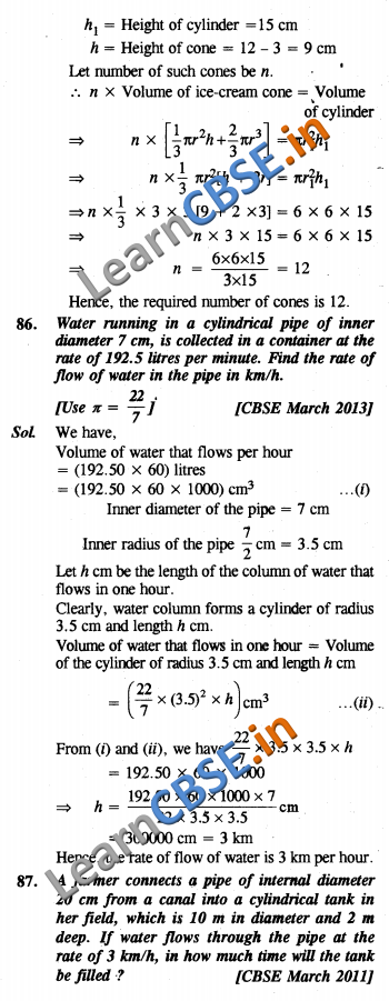  CBSE Class 10 Maths Surface Areas and Volumes 02 