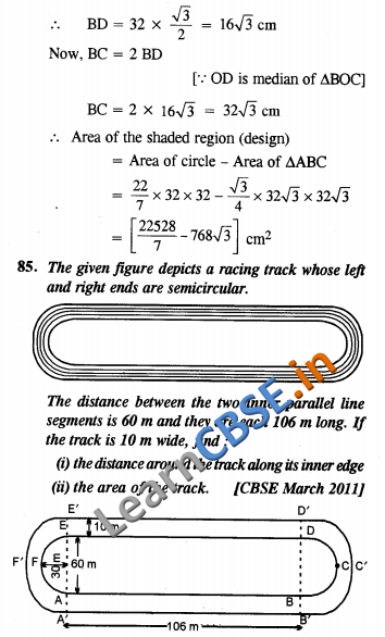  CBSE Class 10 Areas Related to Circles Solutions LAQ 